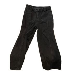 No Label Black Baggy Flared Jeans Size L 32x28